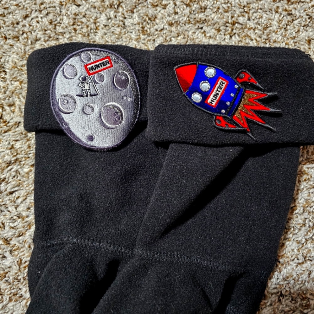 Hunter Boot Socks Black Space Theme Size L US 1 - 3